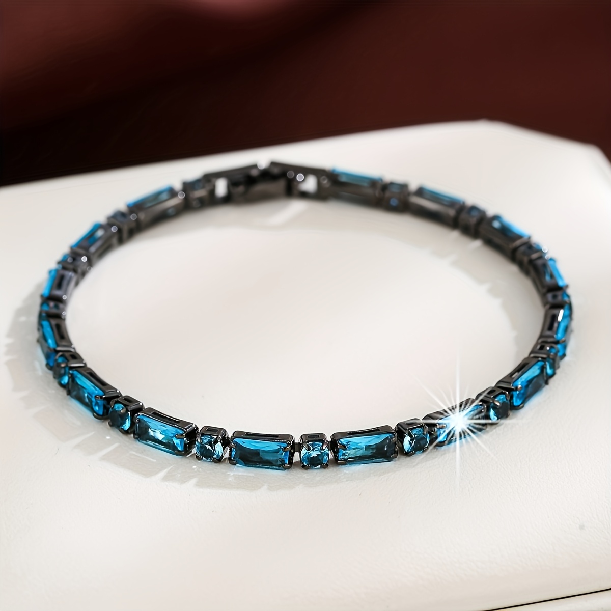 Vintage Ocean Zirconia Bracelet - Women's Delicate Bangle